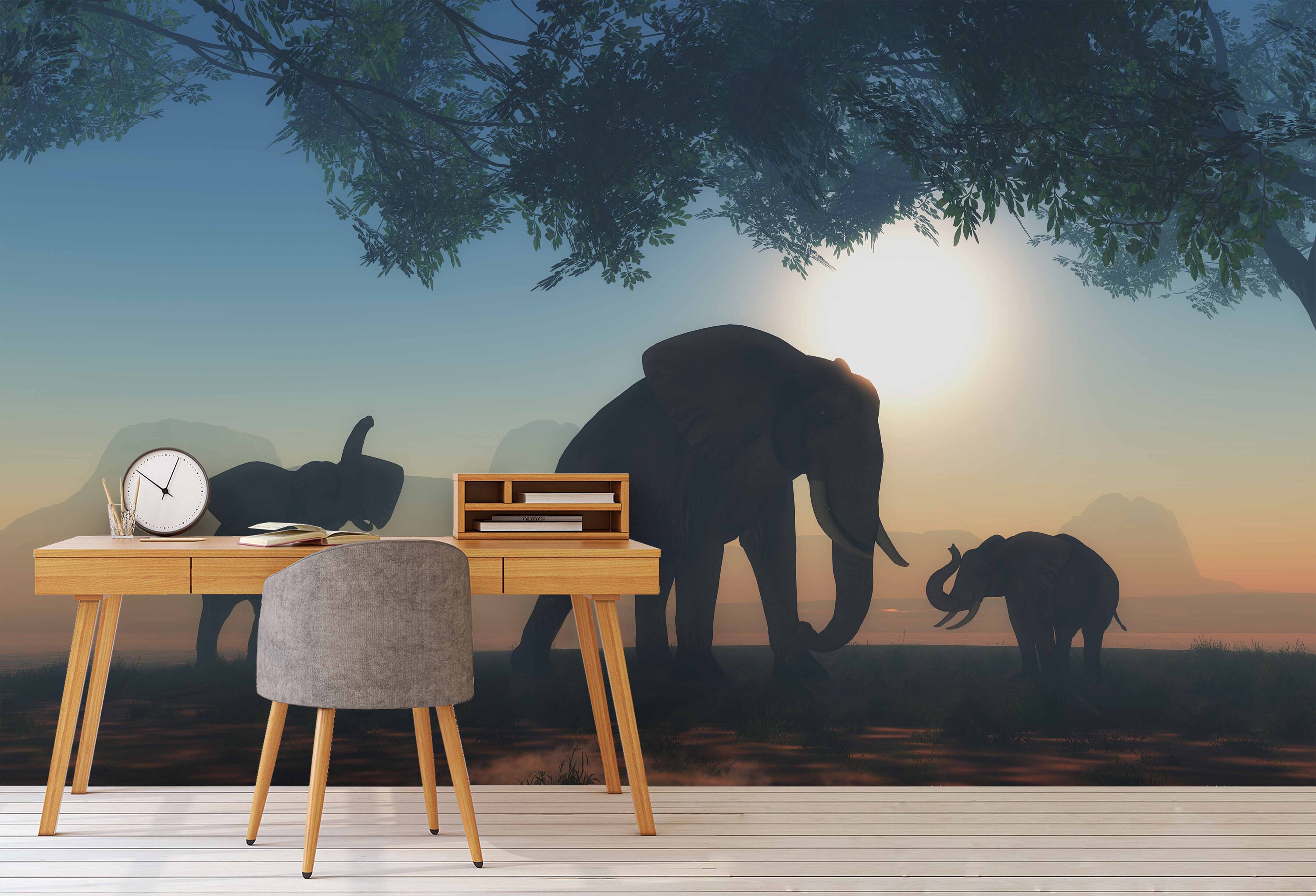 3D Wild Elephant Wallpaper Mural Peel and Stick Wallpaper | Etsy