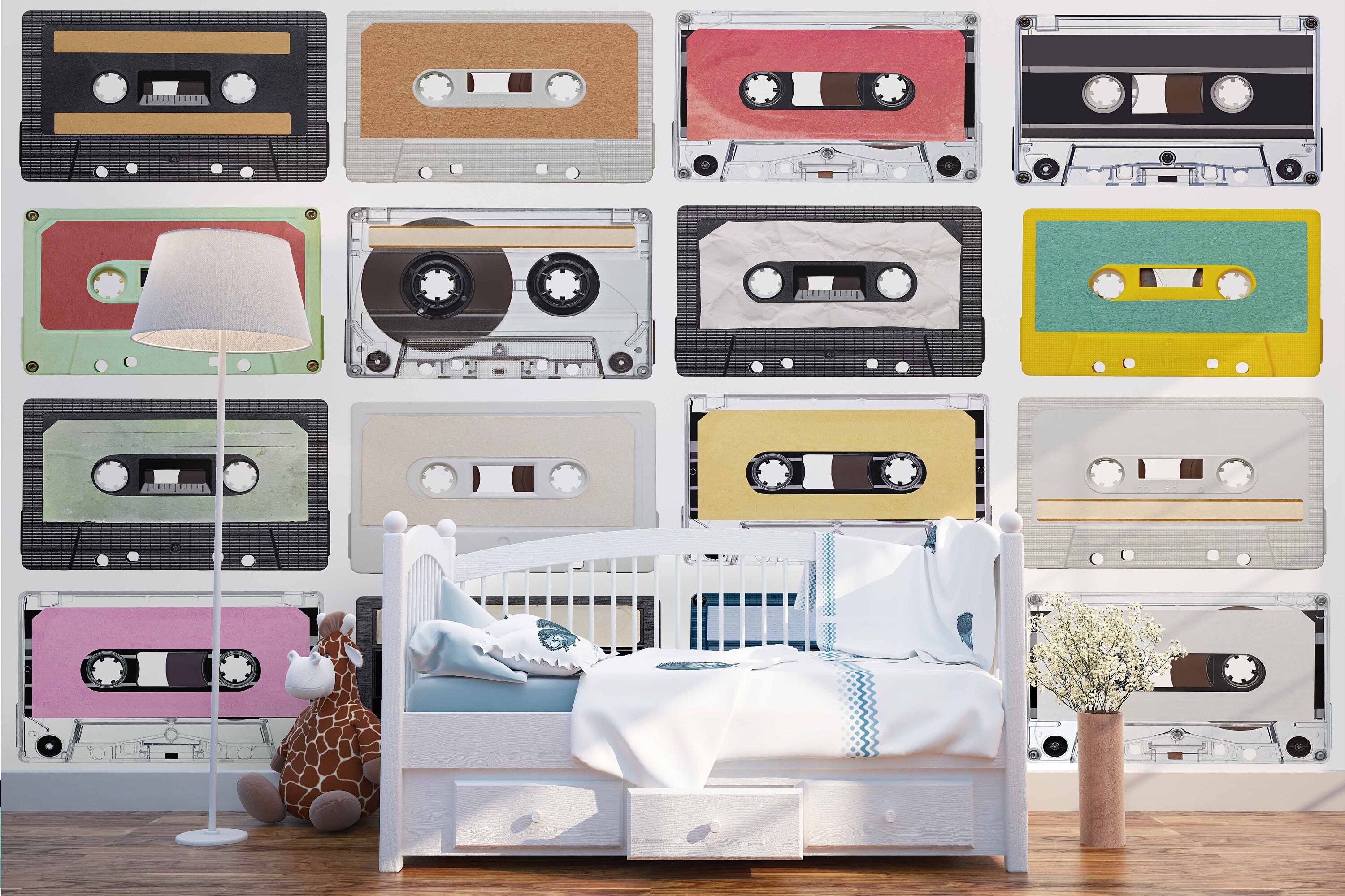 3D Retro Magnetic Tape Wallpaper Mural Peel and Stick | Etsy