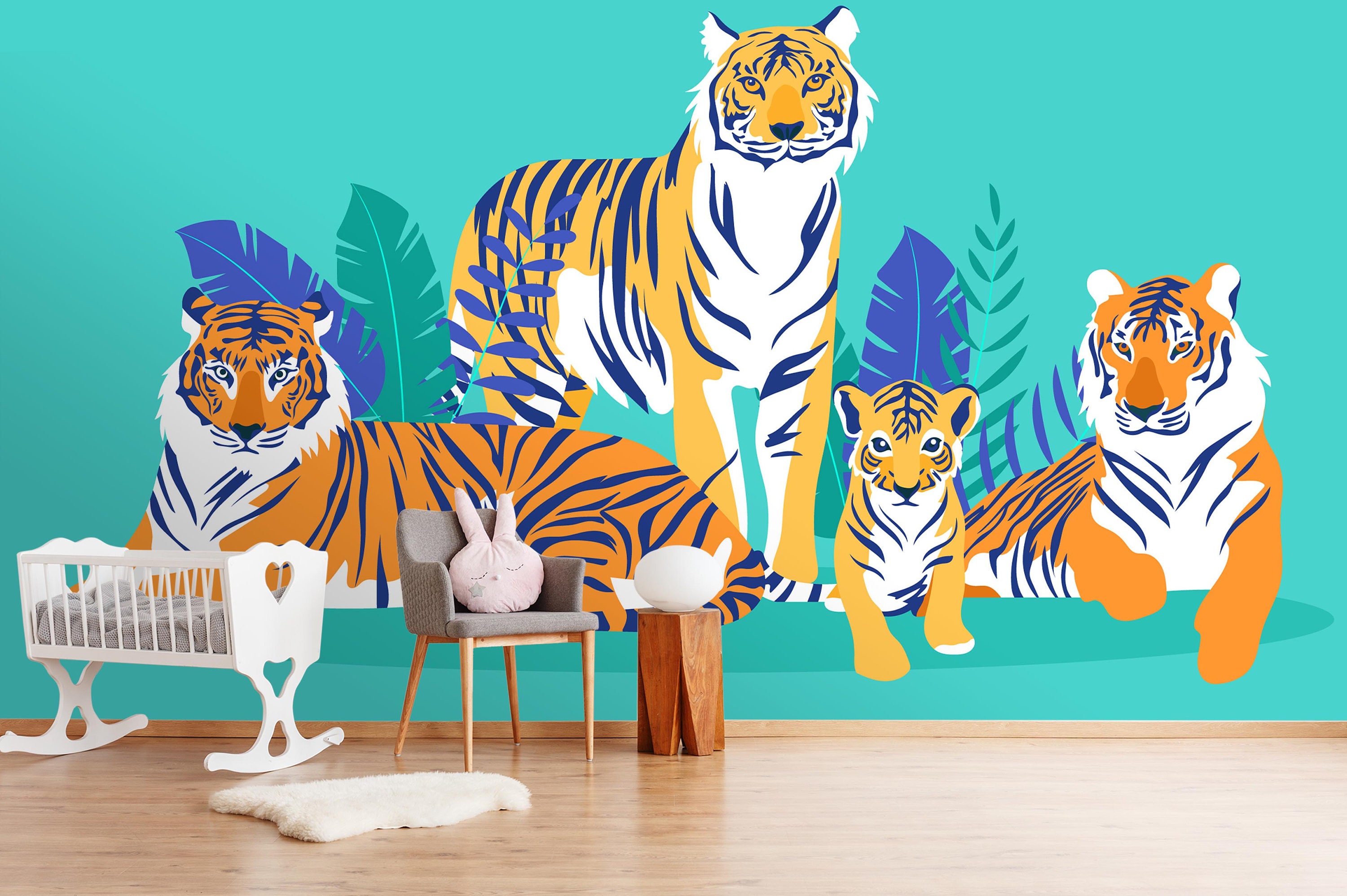 3D Hand-painted Tiger Wallpaper Mural Peel and Stick Wallpaper | Etsy