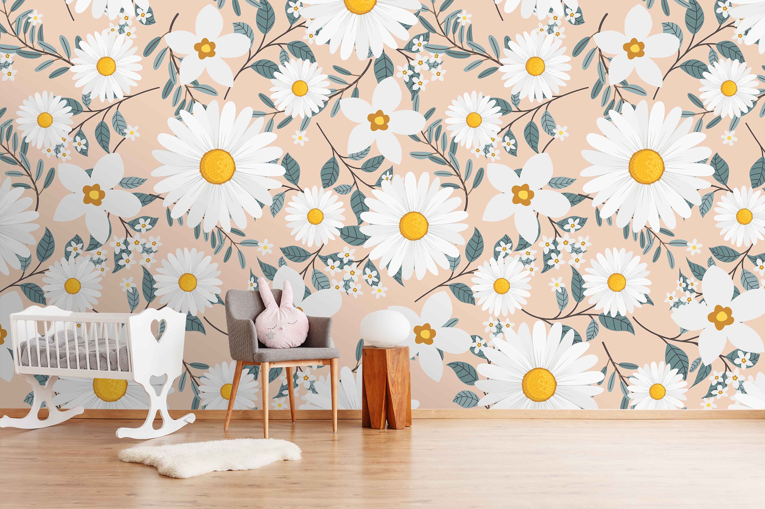3D Daisy Flower Mural Peel and Stick Wallpaper Removable Wall - Etsy
