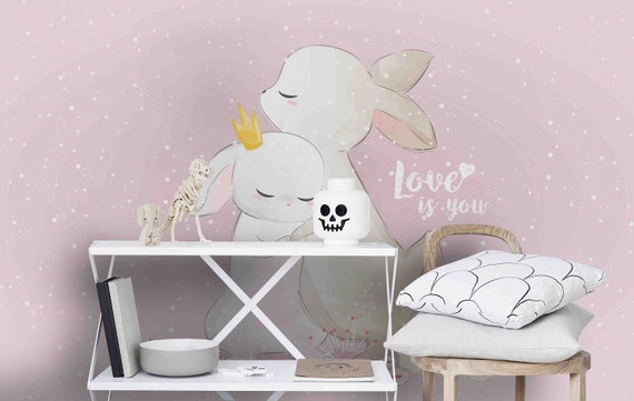 3D Cartoon Rabbit Couple Wallpaper Mural Peel and Stick - Etsy Australia 3D Cartoon Rabbit Couple Wallpaper Mural Peel and Stick - Etsy Australia