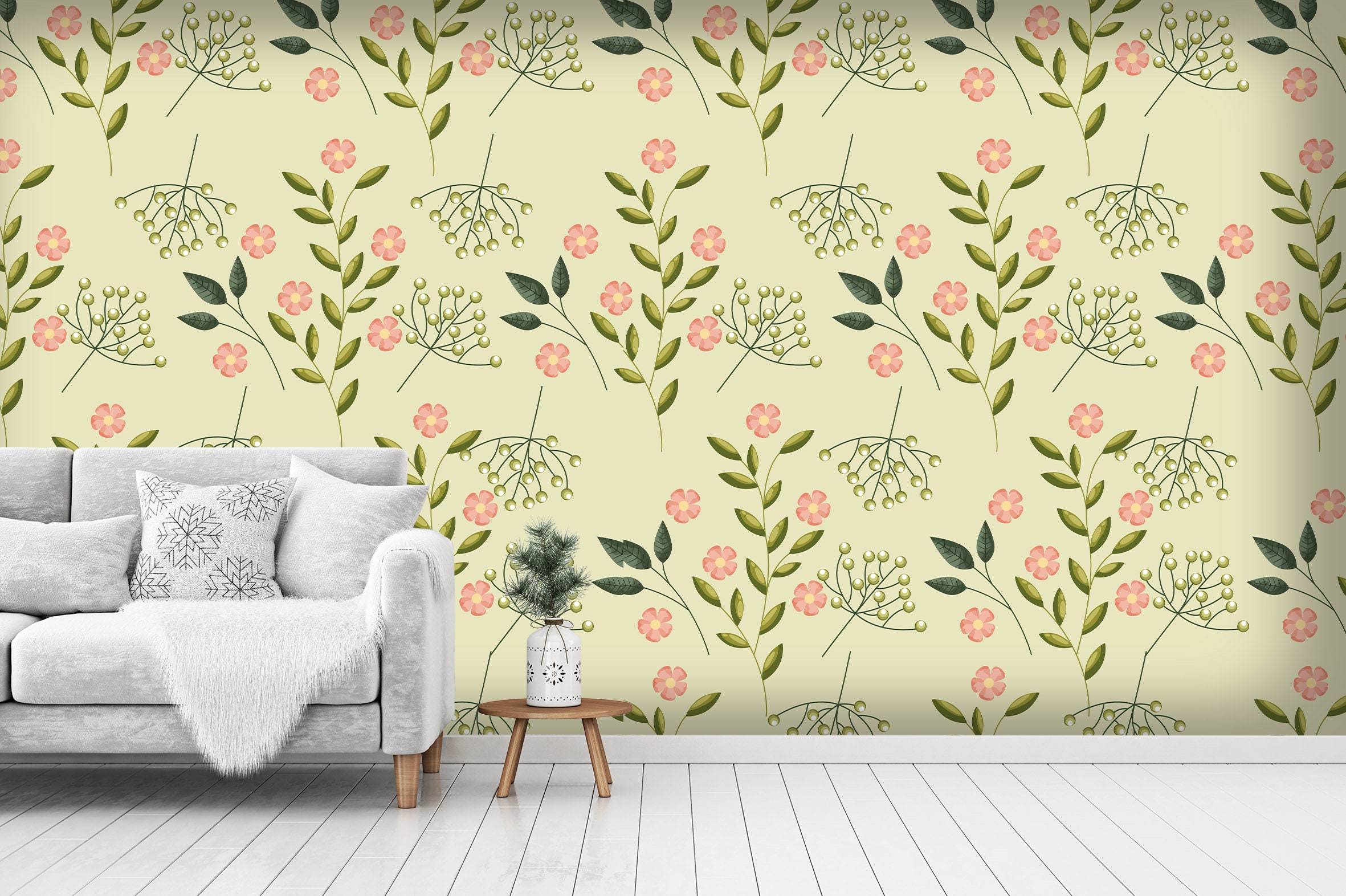 3D Green Leaves Pattern Wallpaper Mural Peel and Stick | Etsy