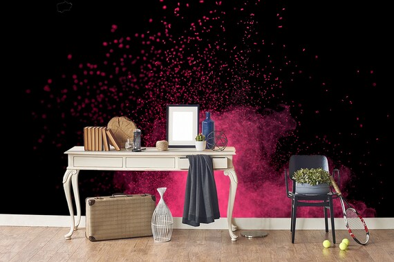 3D Abstract Pink Smoke Wallpaper Mural Peel and Stick - Etsy