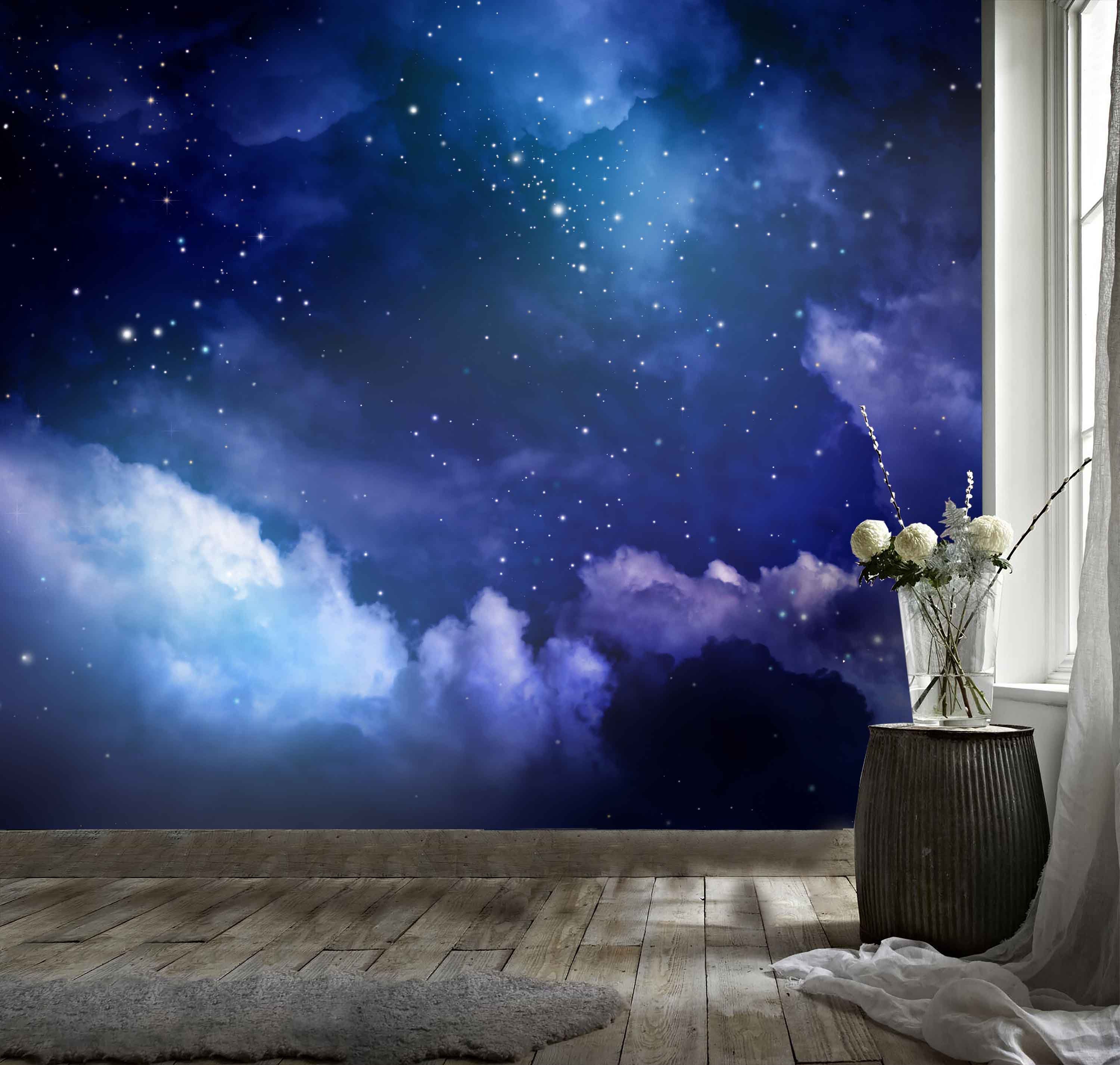 3D Starry Space Wallpaper Mural Peel and Stick Wallpaper Removable Wall Prints Stickers FC