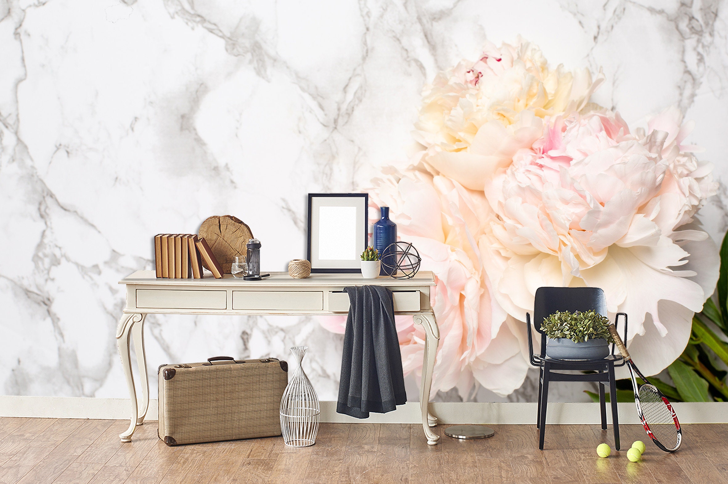 3D Pink Rose Wallpaper Mural Peel and Stick Wallpaper Removable Wall Prints Stickers FC