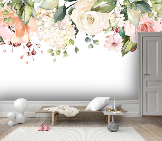 3D Pink Rose Wallpaper Mural Peel and Stick Wallpaper Removable Wall Prints Stickers FC