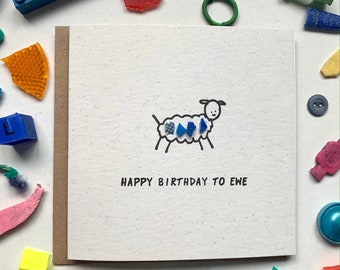 Happy birthday to ewe! Happy birthday card, fun birthday cards, pun birthday card, humour card, sustainable card, eco friendly