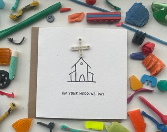 Wedding card! Fun Wedding card, Eco Wedding card, Beach Cleaned Plastic, bride and groom card