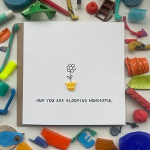 merveilleuse maman en fleurs, carte d'amoureuse des fleurs, carte de fête des mères, carte tu es incroyable, cassée, carte écologique, carte recyclée
