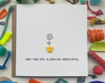 bloooming wonderful mum, flower lover card,  Mother’s Day card, you’re amazing card,  smashed it, eco friendly card, recycled card