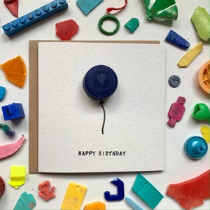 Gefeliciteerd! Uniek, strandschoongemaakt plastic, verjaardagskaart, duurzaam, leuk, aardevriendelijk, gerecyclede kaart, HBD, verjaardagswensen