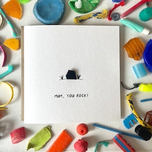 Maman que tu aimes, carte de fête des mères, meilleure carte de maman, je t'aime maman, carte durable, carte recyclée, plastique de plage, respectueux de l'environnement