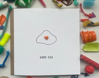 Good egg, best friend card, egg lover card,  Mother’s Day card, you’re amazing card,  smashed it, eco friendly card, recycled card