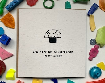 You take up so mushroom in my heart, Love you card, sustainable valentines day card, cute card, recycled card, eco valentines card