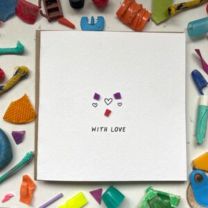 Mit Liebe, Beileid, Liebe Karte, ich denke an dich Karte, nachhaltige Karte, süße Karte, Öko Karte, handgemacht, upcycled