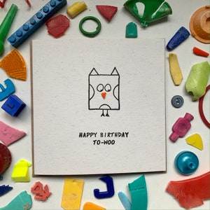 ¡Feliz cumpleaños a- Woo! Tarjeta de cumpleaños, linda tarjeta de cumpleaños, tarjeta de cumpleaños divertida, tarjeta de punny, tarjeta sostenible, tarjeta ecológica
