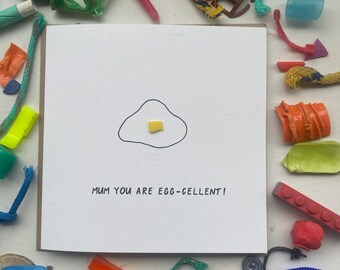Mum you’re egg-cellent, best mum card, egg lover card,  Mother’s Day card, you’re amazing card, eco friendly card, recycled card
