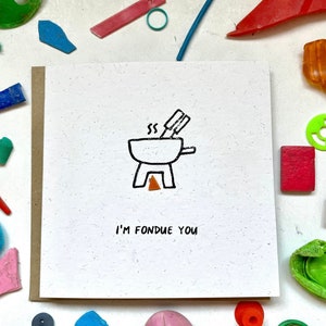 Je suis fondue toi! Carte de Saint-Valentin faite à la main, carte de couples mignons, carte durable, carte écologique, original, plastique nettoyé sur la plage, recyclé