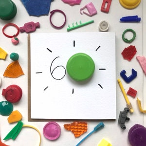 Herzlichen Glückwunsch zum Geburtstag! 60. Geburtstagskarte, Strand gereinigt kunststoff, einzigartige Geburtstagskarte, besonderer Geburtstag, nachhaltige Geburtstagskarte, Öko karte