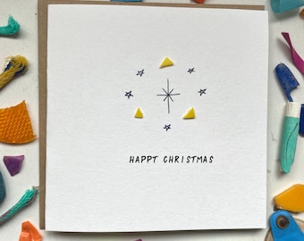 Happy Christmas! Cute Christmas card, Sustainable Christmas card, beach cleaned plastic, eco Christmas card, quirky Christmas