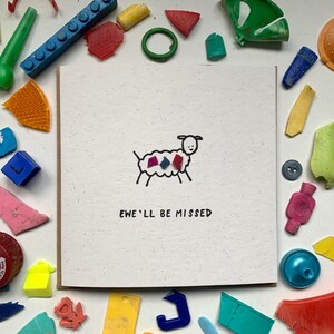 Ewe’ll nous manquera! Carte de départ, drôle de carte de départ, carte de sortie mignonne, belle carte de départ, éco, durable, plastique lavé, recyclé