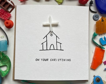 On your christening card, Christening card, Cute christening card, Beach Cleaned Plastic, handmade, recycled, different