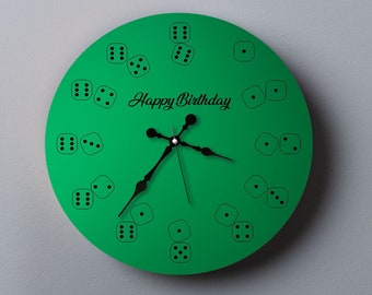 Custom Dice Wall Clock , Personalized Dice Clock , Funny Gambler Gift , Birthday Gift for Grandmother, Gift for Gambling Friend, Casino Gift