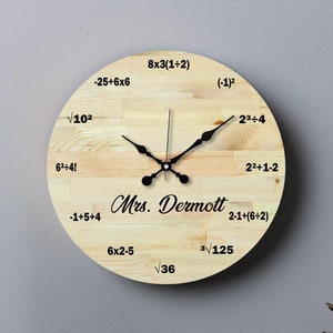 Custom Math Clock , Personalized Math Gift , Print Your Name or Messege on Wall Clock , Mathematician Gift , Math Teacher Gift