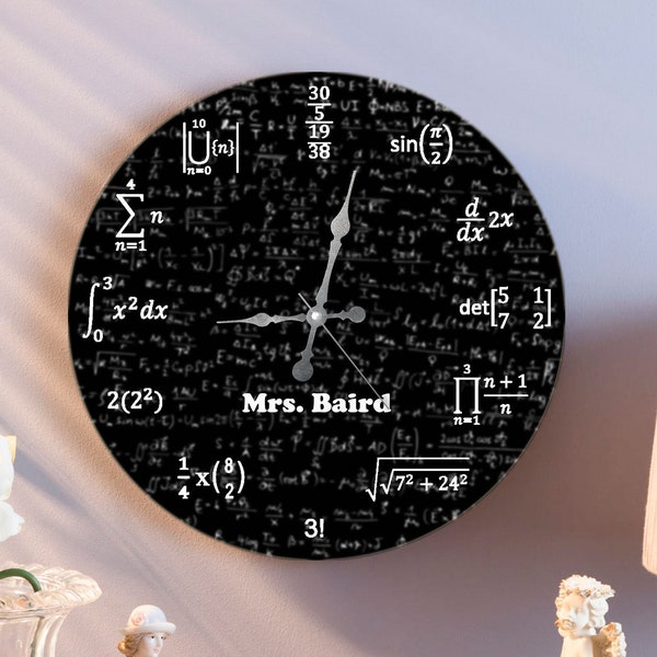 Regali personalizzati per insegnanti di matematica, regalo per insegnante orologio da parete personalizzato per insegnante, regalo matematico, regalo per ingegnere, segno da parete per insegnante