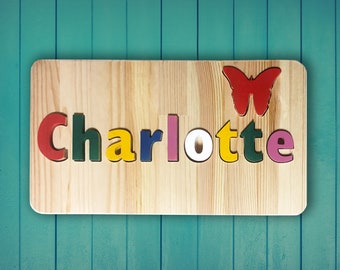 Custom Name Puzzle , Personalized Solid Wooden Name Puzzle, Montessori Educational Toy For  Baby ,Toddlers ,Kids, Second Birthday, Christmas