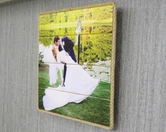 Custom Photo Pallet With Rope, Picture Print on Wood, Personalized Gift For Anniversary, Customized Photo Pallet, Rustic Home Decor For Him