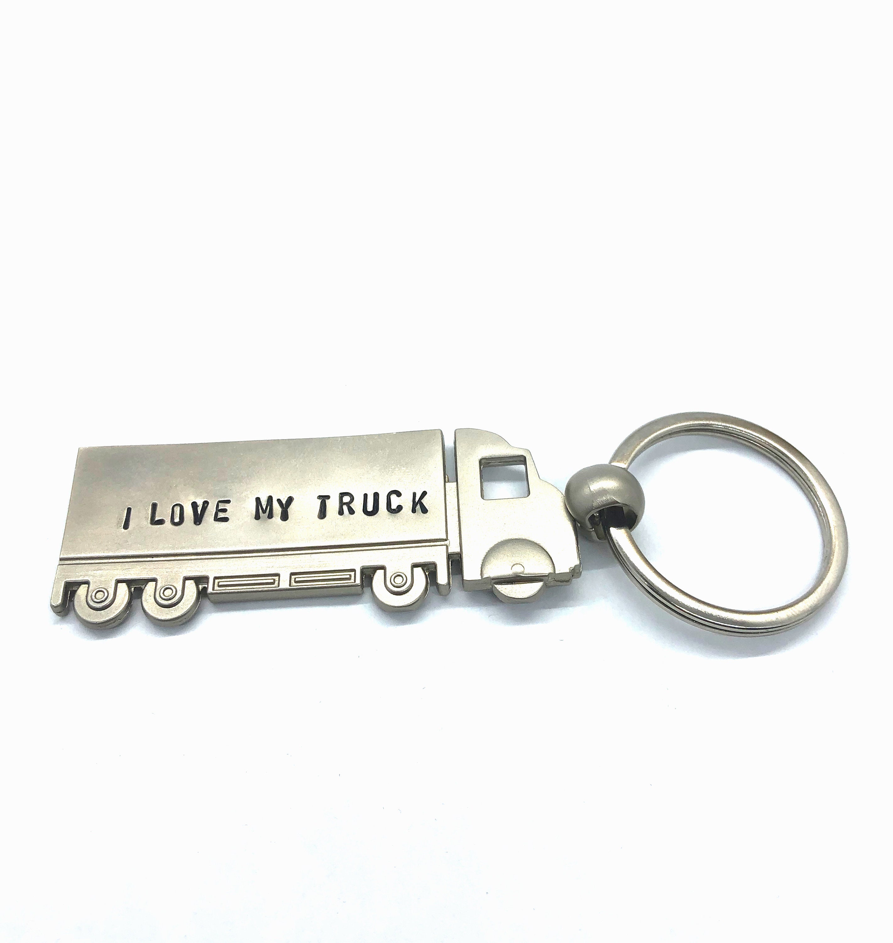 Hand Stamped Keychain Custom Truck Keychain Lorry Keychain Etsy
