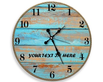 Personalised Clock With Text , Custom Round Wall Clock , Presents Gifts Ideas For Family Couple New Home House Warming Presents