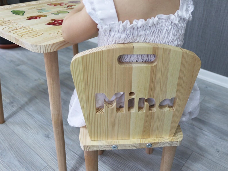 Personalised Children Kids Table and Chairs , Any Name Per Chair, Alphabet And Animals, Kids Activity Table and Chair Set , Kids Room Decor image 3