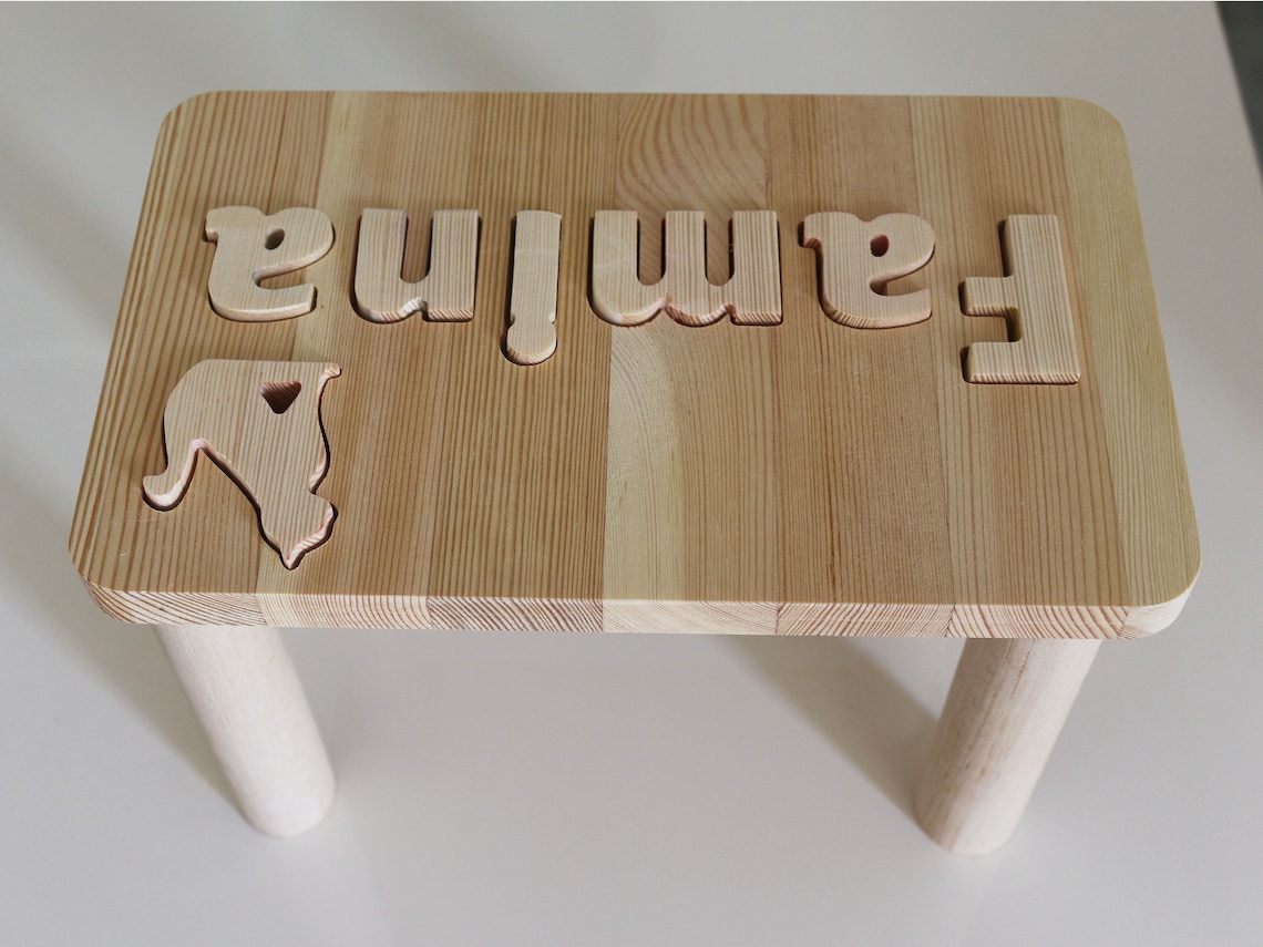 Custom Name Puzzle Stool Personalized Wooden Name Step Stool Etsy