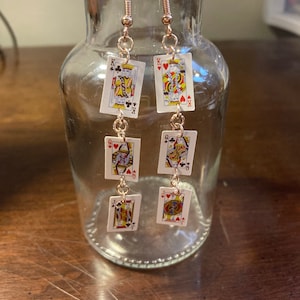 Miniature Playing Card Earrings, King/Queen/Jack