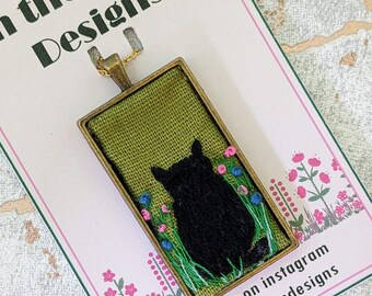 Custom cat embroidered necklace