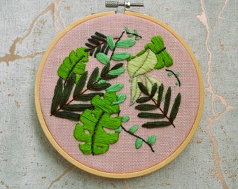 Tropical leaves PDF embroidery pattern - Digital download only