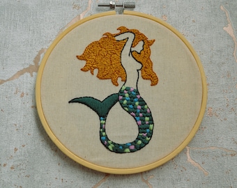 Mermaid PDF embroidery pattern - Digital download only