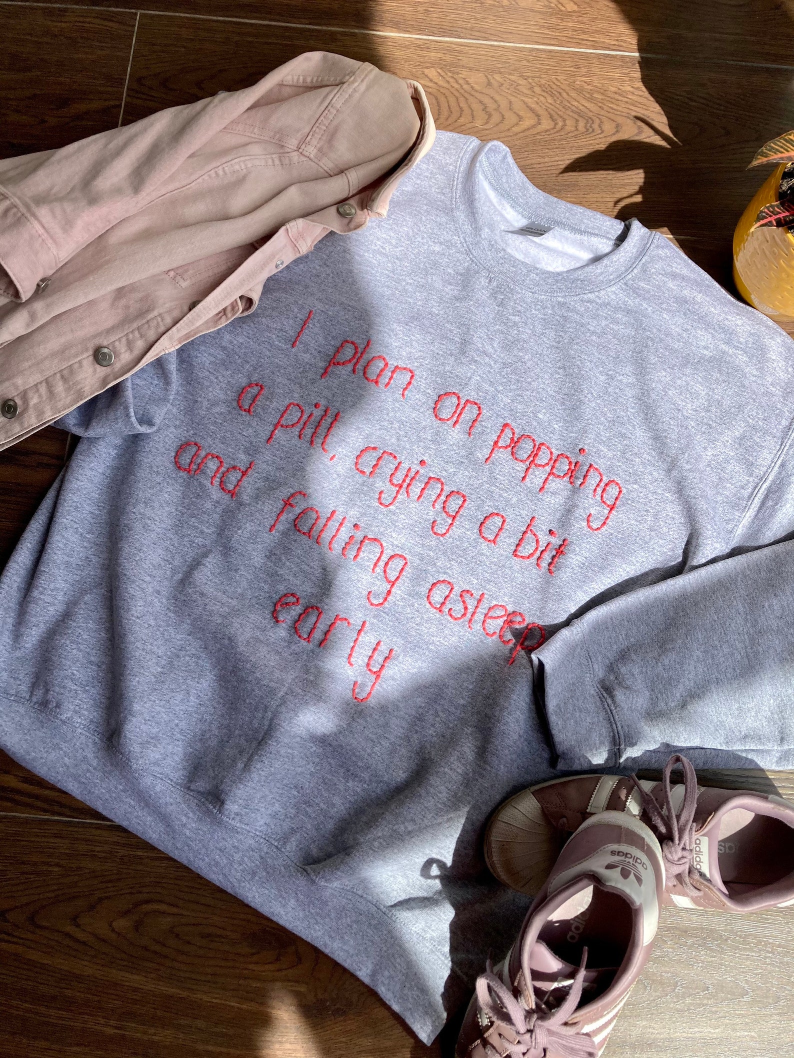 Made to Order Hand Embroidered Quote Sweatshirt Etsy
