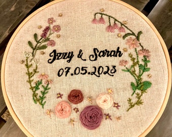 Customisable Wedding 6 inch embroidery hoop