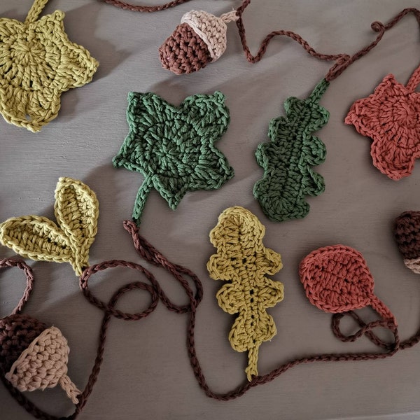 Crocheted Woodland/ Autumn Garland/Autumn Home Decor