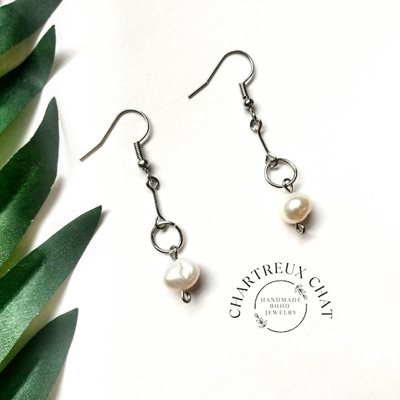 Dyed Green Cultured Freshwater Pearl Earrings Sterling Silver with Wire Wrap Dyed Green Cultured Freshwater Pearl Earrings Sterling Silver with Wire Wrap