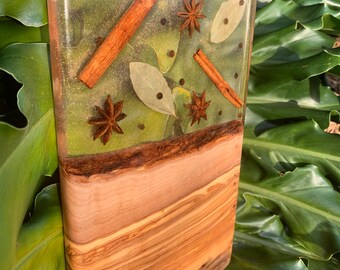 Fall inspired spice board, Epoxy Spice Board, Olive Wood, Fall Decor