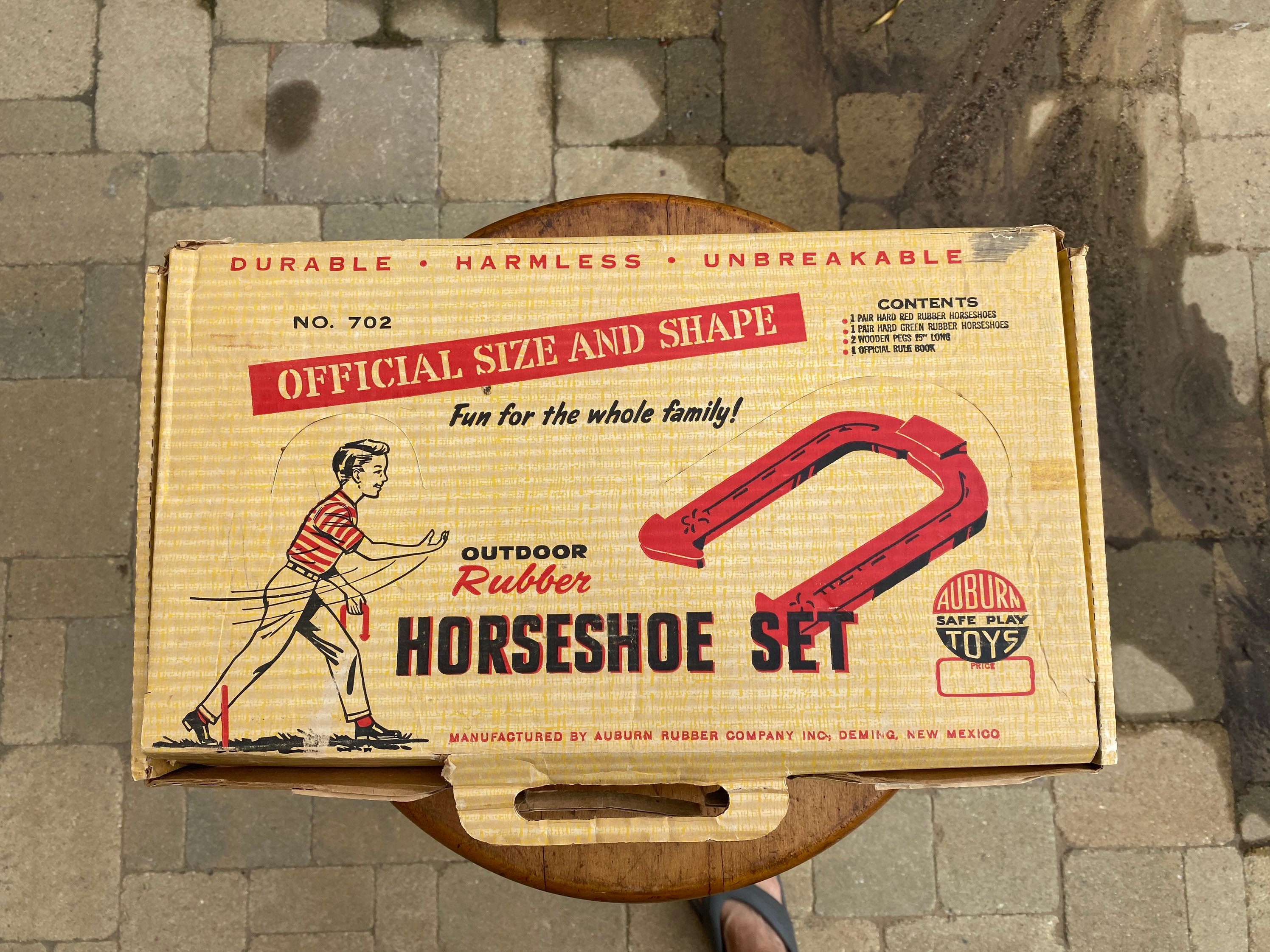 Vintage 1950's Western Brands Horseshoe Game Set Childrens Toys Rubber