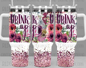40 oz Tumbler Sublimation Design Download, Full Wrap 2 piece 40 oz Tumbler Graphic PNG Digital Download With Commercial License
