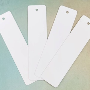 Two Sided White Aluminum Bookmarks Sublimation Blanks, Set of 5 Double Sided Blank Bookmark, Thick Blanks with Tassel image 1