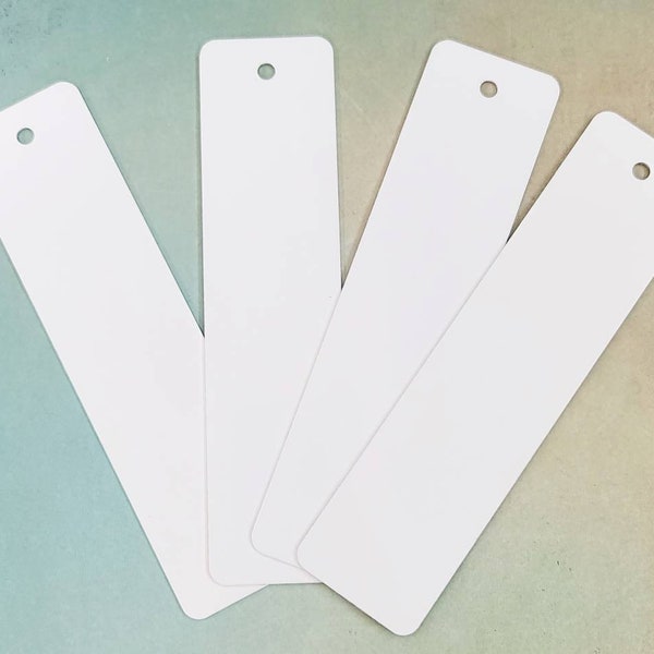 Two Sided White Aluminum Bookmarks Sublimation Blanks, Set of 5 Double Sided Blank Bookmark, Thick Blanks with Tassel