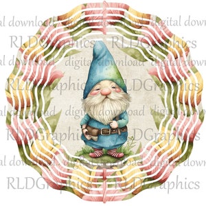 Spring Gnome Wind Spinner Sublimation Design, 10 Wind Spinner PNG Digital Download With Commercial License, Sublimation PNG Design image 1