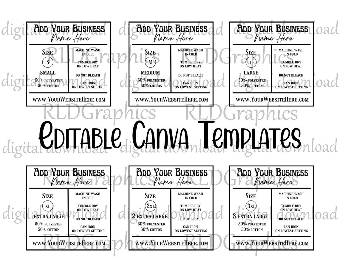 Editable Clothing Labels Clothing Size Labels Custom Etsy